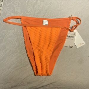 Good American Jacquard Perfect Fit Bottom Orange Cream 3 Large Wavy Grid Texture